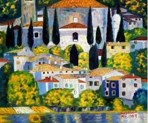 Afbeelding van Gustav Klimt - Kirche in Cassone c92179 50x60cm Ölgemälde handgemalt