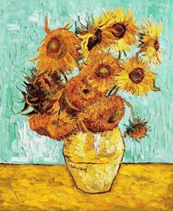 Bild von Vincent van Gogh - Zwölf Sonnenblumen c92500 50x60cm exzellentes Ölbild Museumsqualität