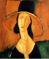 Image de Amedeo Modigliani - Jeanne Hebuterne mit Hut c92501 50x60cm handgemaltes Ölbild Museumsqualität