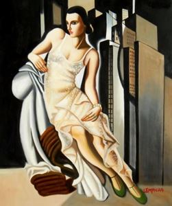 Picture of Homage of T. de Lempicka - Portrait der Madame Allan Bott c92506 50x60cm Ölbild handgemalt