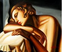 Afbeelding van Homage of Tamara de Lempicka - Die Schläferin II c92508 50x60cm Art Deco Ölbild handgemalt