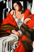 Afbeelding van Homage to T. de Lempicka - Portrait der Madame Boucard d92187 60x90cm Art Deco Ölgemälde handgemalt