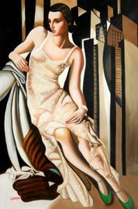Picture of Homage of T. de Lempicka - Portrait der Madame Allan Bott d92191 60x90cm Ölbild handgemalt
