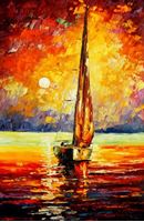 Εικόνα της Modern Art - Segelboot bei Amrum d92199 60x90cm modernes Ölgemälde