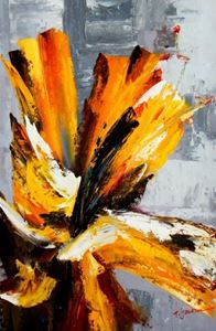 Picture of Abstract - yellow orchid d92200 60x90cm Ölgemälde handgemalt