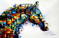 Bild von Abstract - The Cubist Stallion d92210 60x90cm exquisites Ölbild