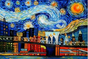 Imagen de Vincent van Gogh - Homage New Yorker Sternennacht d92215 60x90cm Ölgemälde handgemalt