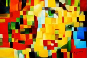 Picture of Klee meets Lichtenstein mix - Mädchen ohne Haarband d92218 60x90cm exquisites Ölbild