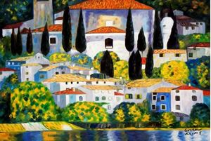 Afbeelding van Gustav Klimt - Kirche in Cassone d92222 60x90cm Ölgemälde handgemalt