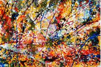 Afbeelding van Homage of Pollock - Number 12 d92225 60x90cm abstraktes Ölgemälde handgemalt