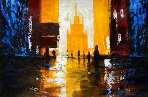 Bild von Abstrakt - Berlin Galeries Lafayette d92227 60x90cm abstraktes Ölbild handgemalt