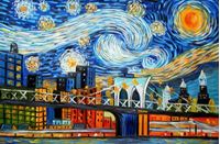 Resim Vincent van Gogh - Homage New Yorker Sternennacht d92229 60x90cm Ölgemälde handgemalt
