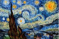 Afbeelding van Vincent van Gogh - Sternennacht d92233 60x90cm exzellentes Ölgemälde handgemalt