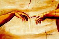 Εικόνα της Michelangelo - Die Erschaffung Adams d92236 60x90cm imposantes Ölgemälde