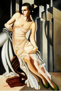Afbeelding van Homage of T. de Lempicka - Portrait der Madame Allan Bott d92511 60x90cm Ölbild handgemalt