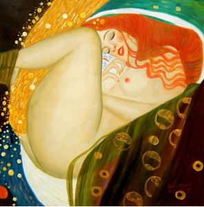Afbeelding van Gustav Klimt - Danae e92294 60x60cm exquisites Ölgemälde
