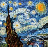 Bild von Vincent van Gogh - Sternennacht e92295 60x60cm exzellentes Ölgemälde handgemalt