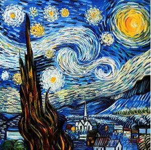 Bild von Vincent van Gogh - Sternennacht e92296 60x60cm exzellentes Ölgemälde handgemalt