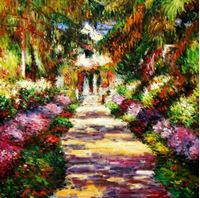 Resim Claude Monet - Pfad in Monet´s Garten e92297 60x60cm handgemaltes Ölbild