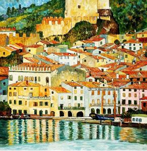 Εικόνα της Gustav Klimt - Malcesine am Gardasee e92497 60x60cm Ölbild handgemalt