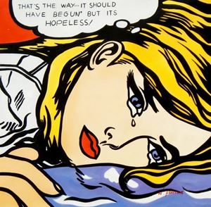 Afbeelding van Homage to Roy Lichtenstein - Hopeless Pop Art e92515 60x60cm exquisites Ölbild handgemalt
