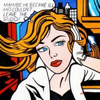 Afbeelding van Homage to Roy Lichtenstein - Maybe Pop Art e92519 60x60cm Ölbild handgemalt