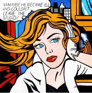 Εικόνα της Homage to Roy Lichtenstein - Maybe Pop Art e92519 60x60cm Ölbild handgemalt