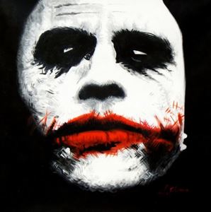 Afbeelding van Homage of the Dark Knight - The Joker Heath Ledger e92521 60x60cm exquisites Ölgemälde