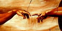 Εικόνα της Michelangelo - Die Erschaffung Adams f92306 60x120cm imposantes Ölgemälde