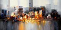 Obrazek Abstrakt New York Manhattan Skyline bei Nacht f92309 60x120cm Gemälde handgemalt