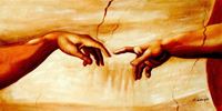 Εικόνα της Michelangelo - Die Erschaffung Adams f92314 60x120cm imposantes Ölgemälde