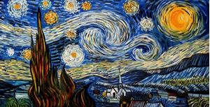 Bild von Vincent van Gogh - Sternennacht f92318 60x120cm exzellentes Ölgemälde handgemalt