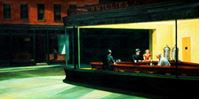 Afbeelding van Homage of Edward Hopper - Nighthawks f92498 60x120cm handgemaltes Ölgemälde Museumsqualität