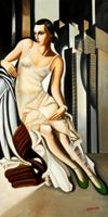 Afbeelding van Homage of T. de Lempicka - Portrait der Madame Allan Bott f92522 60x120cm Ölbild handgemalt