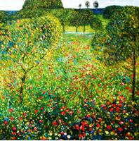 Afbeelding van Gustav Klimt - Mohnfeld g92330 80x80cm Ölbild handgemalt