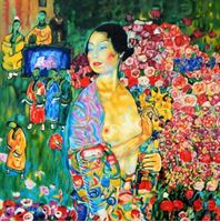 Resim Gustav Klimt - Die Tänzerin close up g92331 80x80cm handgemaltes Ölgemälde
