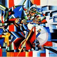 Afbeelding van Kazimir Malevich - Messerschleifer g92332 80x80cm Ölgemälde handgemalt