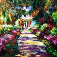 Resim Claude Monet - Pfad in Monet´s Garten g92335 80x80cm handgemaltes Ölbild