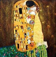 Immagine di Gustav Klimt - Der Kuss g92339 80x80cm Jugendstil Ölgemälde handgemalt