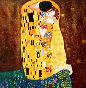Resim Gustav Klimt - Der Kuss g92340 80x80cm Jugendstil Ölgemälde handgemalt