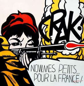 Εικόνα της Homage to Roy Lichtenstein - Pop Art under attack g92341 80x80cm exquisites Ölbild handgemalt