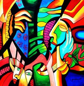Εικόνα της Modern Art - Das Gewissen g92343 80x80cm exquisites Ölbild