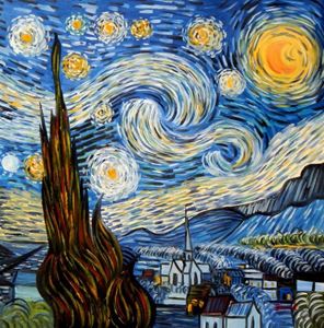 Bild von Vincent van Gogh - Sternennacht g92352 80x80cm exzellentes Ölgemälde handgemalt