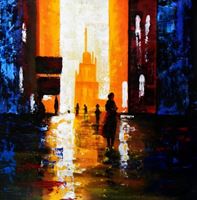 Resim Abstrakt - Berlin Galeries Lafayette g92359 80x80cm abstraktes Ölbild handgemalt