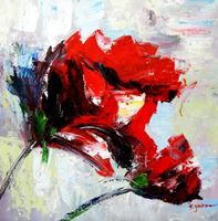 Изображение Abstrakt - Roter Mohn g92360 80x80cm abstraktes Ölgemälde