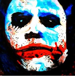 Afbeelding van Homage of the Dark Knight - The Joker Heath Ledger g92362 80x80cm exquisites Ölgemälde