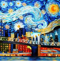 Imagen de Vincent van Gogh - Homage New Yorker Sternennacht g92364 80x80cm Ölgemälde handgemalt