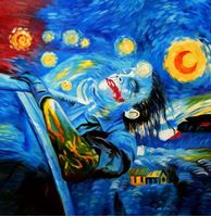 Εικόνα της Modern Art - Joker meets starry night g92476 80x80cm exquisites Ölbild