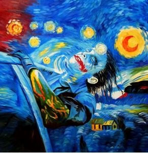 Picture of Modern Art - Joker meets starry night g92476 80x80cm exquisites Ölbild