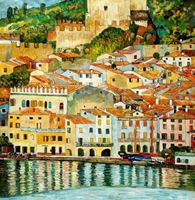 Afbeelding van Gustav Klimt - Malcesine am Gardasee g92499 80x80cm Ölbild handgemalt Museumsqualität